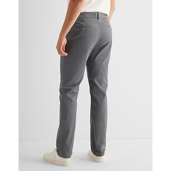 Express Slim Hyper Stretch Chino Pants in Gray Size  32 x 34 - Picture 2 of 8